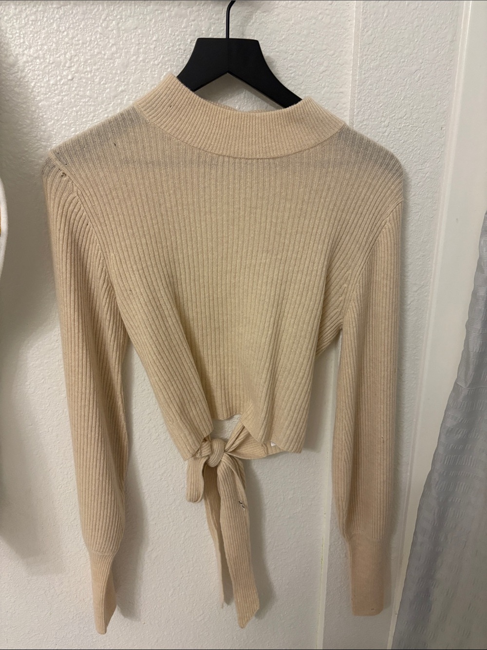 Tie-Back Rib Knit Top - Cream